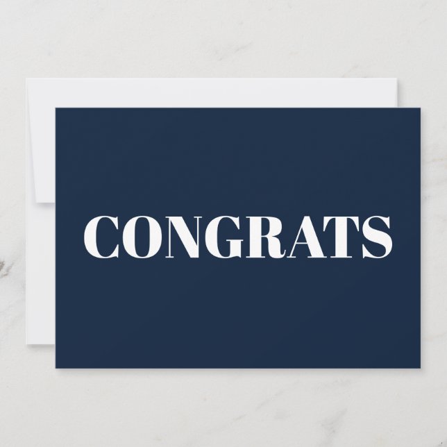 Congrats navy blue white Congratulations card (Front)