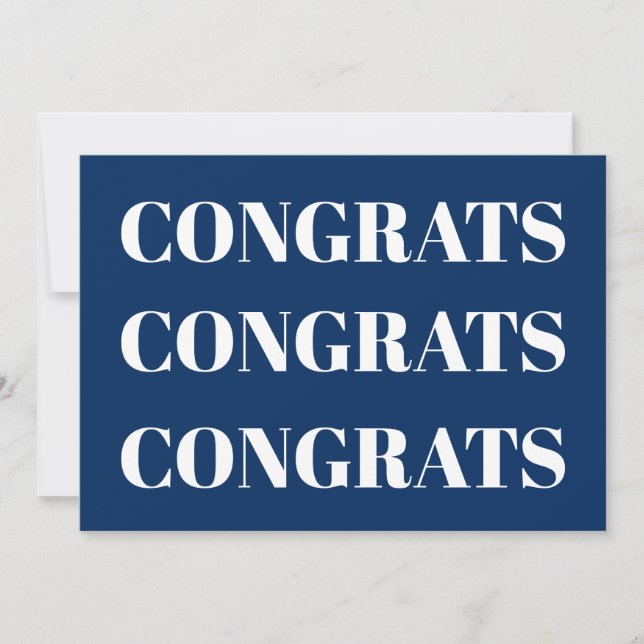 Congrats navy blue white modern card (Front)