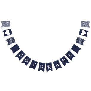 Congrats Navy Glitter Preppy Bunting