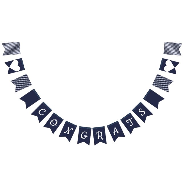 Congrats Navy Glitter Preppy Bunting (All)
