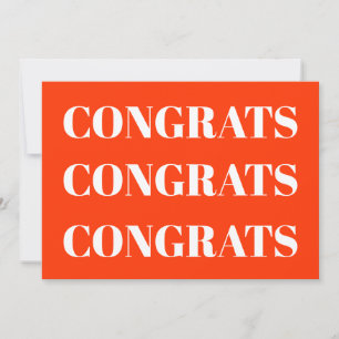 Congrats neon orange white modern card