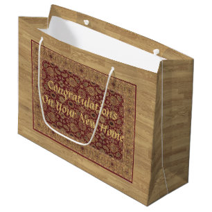 Congrats New Home Rug on Wood Floor Large Gift Bag