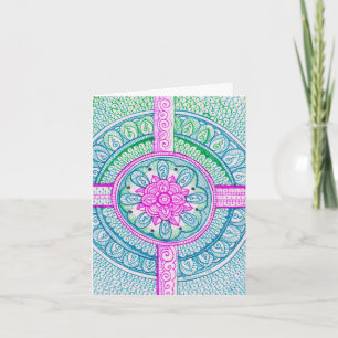 Congrats New Mum Baby Pastel Damask Indian Mandala Card