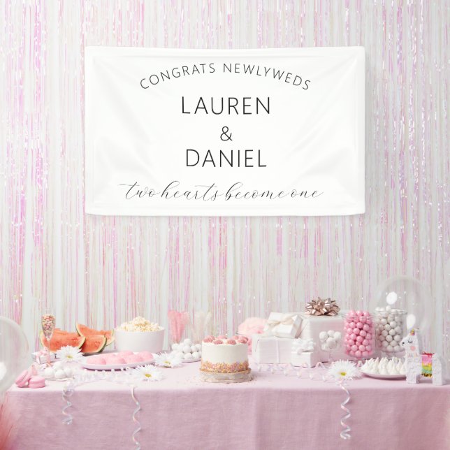 Congrats Newlyweds Names Script Wedding Banner (Party)