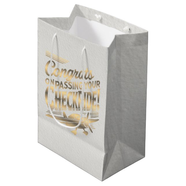 Congrats on passing your checkride! medium gift bag (Front Angled)