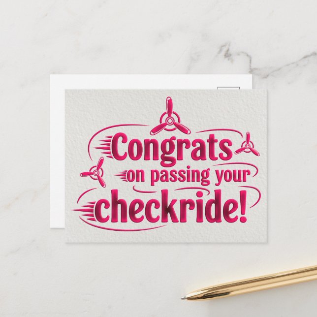 Congrats on passing your checkride! postcard (Front/Back In Situ)