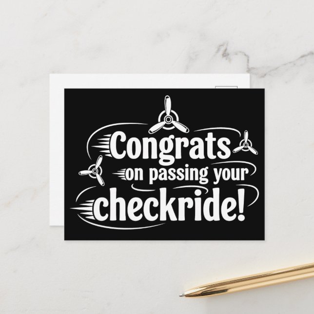 Congrats on passing your checkride! postcard (Front/Back In Situ)