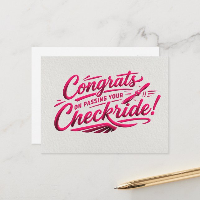 Congrats on passing your checkride! postcard (Front/Back In Situ)