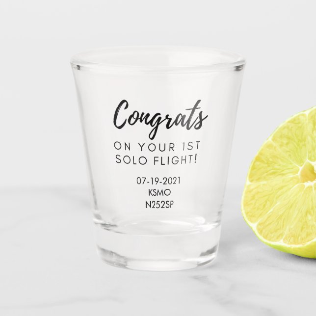 Congrats on solo flight - customisable shot glass (Front)