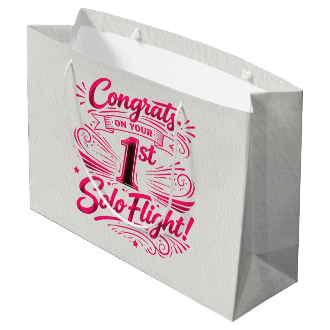 Congrats on your 1st Solo Flight Large Gift Bag (Back Angled)
