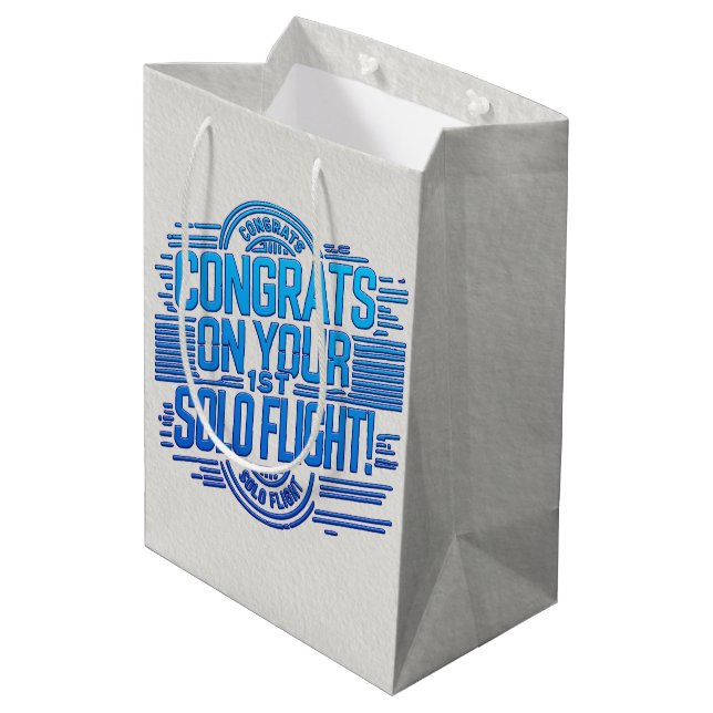 Congrats on your 1st Solo Flight Medium Gift Bag (Back Angled)