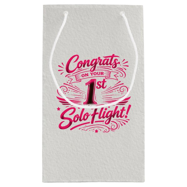 Congrats on your 1st Solo Flight! Small Gift Bag (Back)