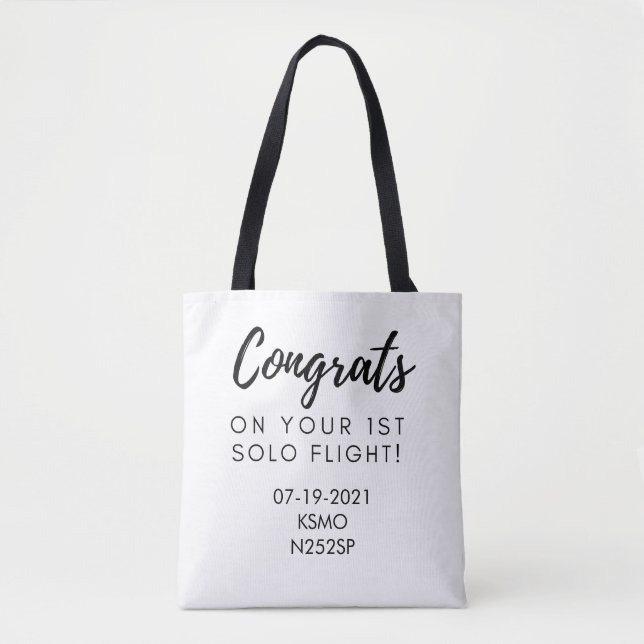 Congrats on your first solo - customisable tote  bag (Front)