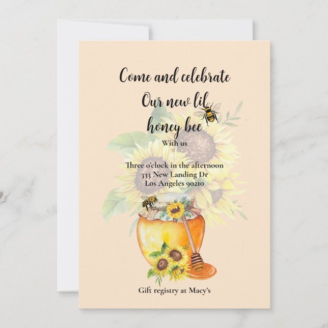 Congrats on your honey bee baby announcement  (Front)