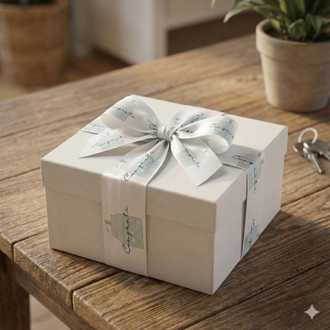 Congrats On Your New Home Ribbon  Satin Ribbon (Celebrate a new home owner with this thoughtful, "Congrats" ribbon! )