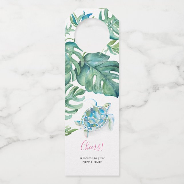 Congrats On Your New Home Tropical Wine Tag (Front)