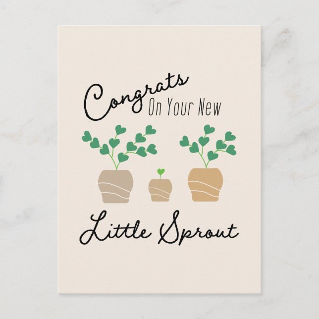 Congrats on Your New Little Sprout Baby Postcard (Front)