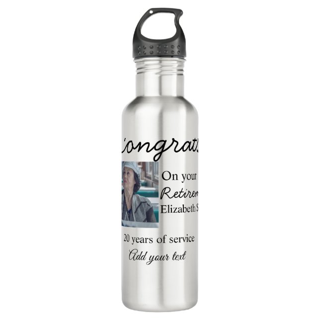 Congrats on your retirement add photo name date mi 710 ml water bottle (Front)