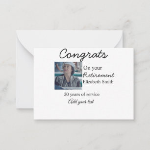 Congrats on your retirement add photo name date mi card