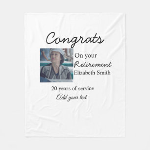 Congrats on your retirement add photo name date mi fleece blanket