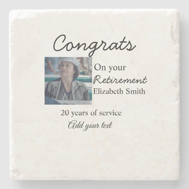 Congrats on your retirement add photo name date mi stone coaster (Front)