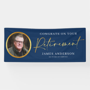 Congrats on Your Retirement Photo + Gold Script Ba Banner