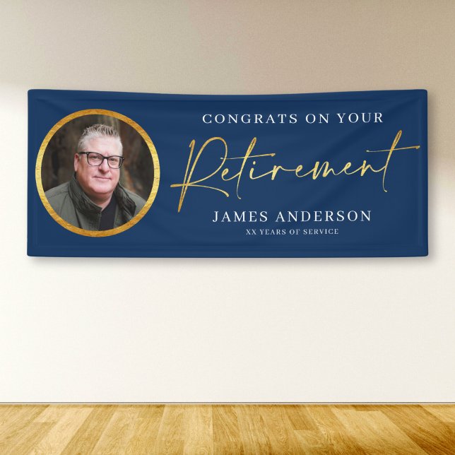 Congrats on Your Retirement Photo + Gold Script Ba Banner (Creator Uploaded)