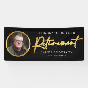 Congrats on Your Retirement Photo + Gold Script Banner