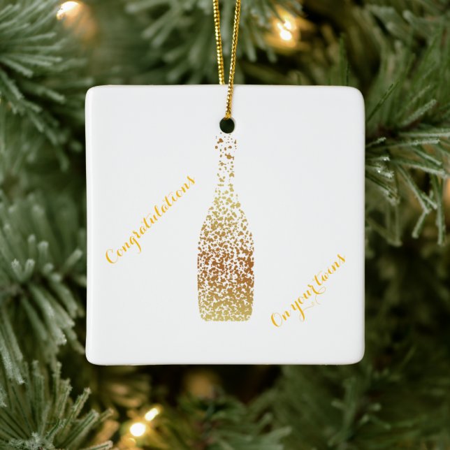 Congrats on your twins ceramic ornament (Tree)