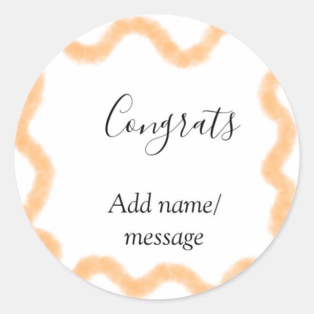 Congrats orange spiral Spanish border boho retro n Classic Round Sticker (Front)