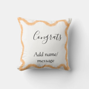 Congrats orange spiral Spanish border boho retro n Cushion