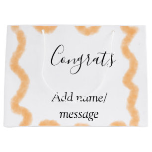 Congrats orange spiral Spanish border boho retro n Large Gift Bag