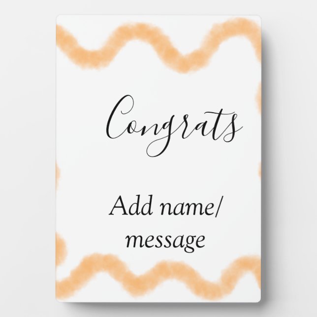 Congrats orange spiral Spanish border boho retro n Plaque (Front)