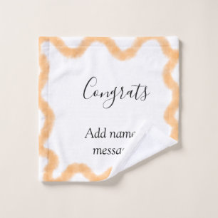 Congrats orange spiral Spanish border boho retro n Wash Cloth