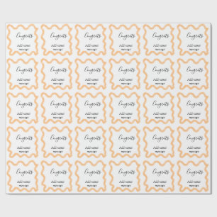 Congrats orange spiral Spanish border boho retro n Wrapping Paper