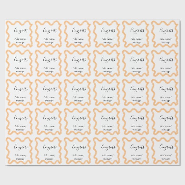 Congrats orange spiral Spanish border boho retro n Wrapping Paper (Flat)