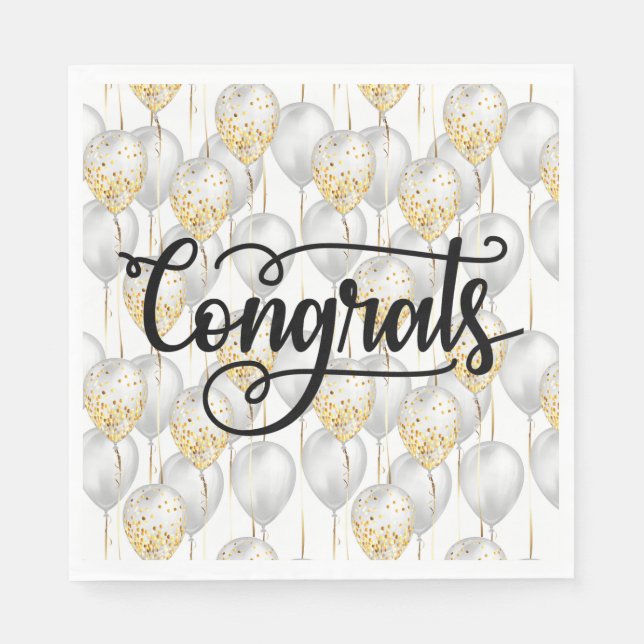 Congrats Party Balloons Napkin (Front)