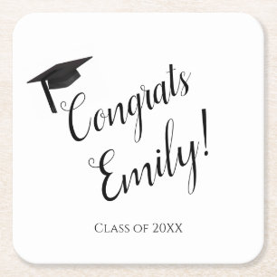 Congrats Personalised Graduation Square Coasters