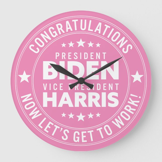 Congrats President Biden, VP Harris! Custom Colors Large Clock (Front)