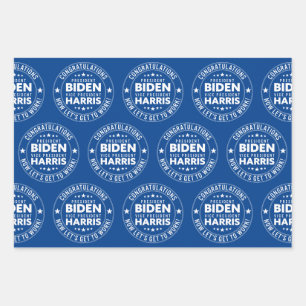 Congrats President Biden, VP Harris! Custom Colors Wrapping Paper Sheet