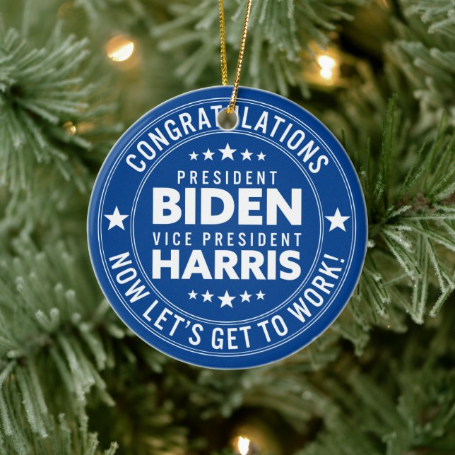 Congrats President Biden, VP Harris! Custom Colour Ceramic Tree Decoration (Tree)