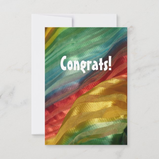 Congrats! Rainbow Silk Multicolored Fabric Card (Front)