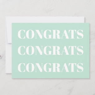 Congrats seafoam mint green white modern card