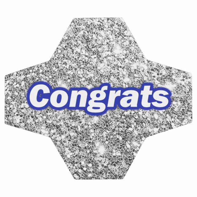 Congrats Silver Glitter Background Football (Flat)