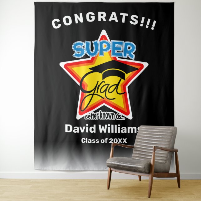 Congrats Super Grad-Editable Text and Background Tapestry (In Situ)
