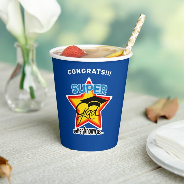 Congrats Super Grad Logo-Editable Photo Colour Tex Paper Cups (Insitu)