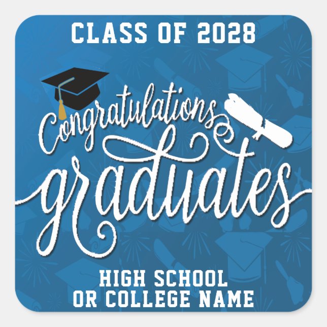 Congrats the Graduates Custom School Graduation Square Sticker (Front)