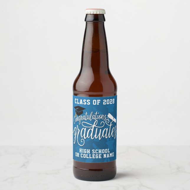 Congrats the Graduates School Graduation Party Beer Bottle Label (Front)