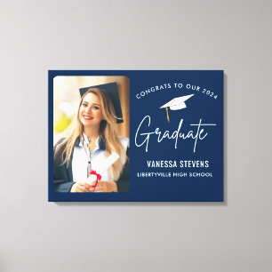 Congrats to Our 2024 Graduate Navy Modern Photo Canvas Print