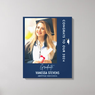 Congrats to Our 2024 Graduate Navy Modern Photo Canvas Print